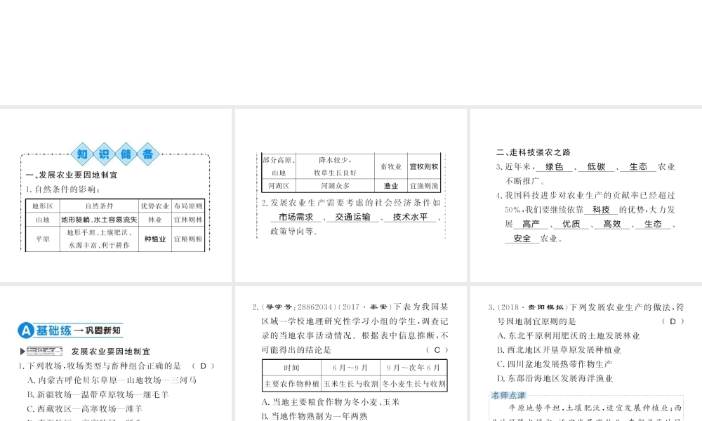 八年级地理上册 第四章 第二节 农业（第2课时）习题课件 （新版）新人教版-（新版）新人教版初中八年级上册地理课件