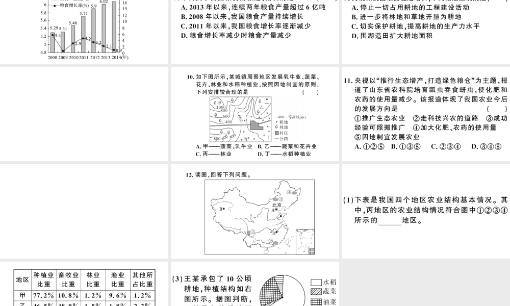 八年级地理上册 第四章 第二节 农业（第二课时）习题课件 （新版）新人教版-（新版）新人教版初中八年级上册地理课件