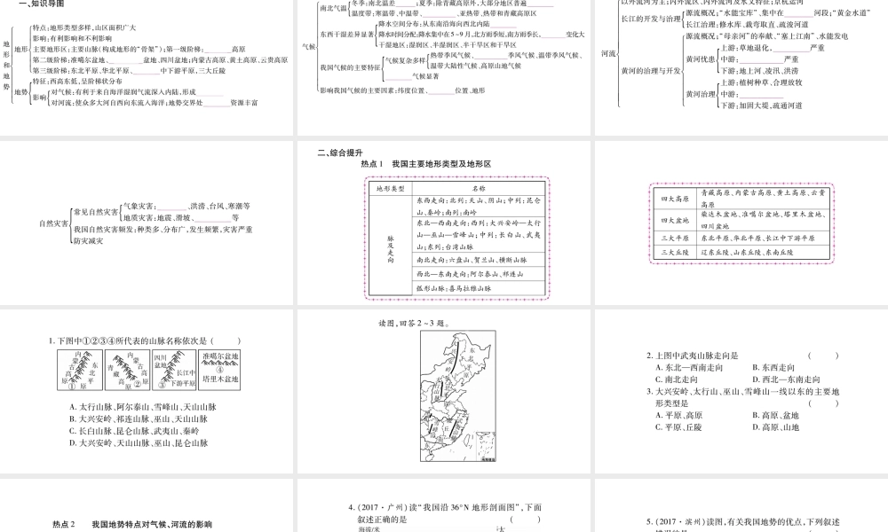 八年级地理上册 第2章 中国的自然环境本章归纳与提升习题课件 （新版）新人教版-（新版）新人教版初中八年级上册地理课件