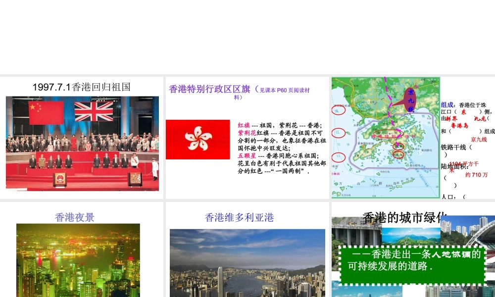 八年级地理下册 7.4 香港和澳门——祖国的特别行政区课件 晋教版-人教版初中八年级下册地理课件