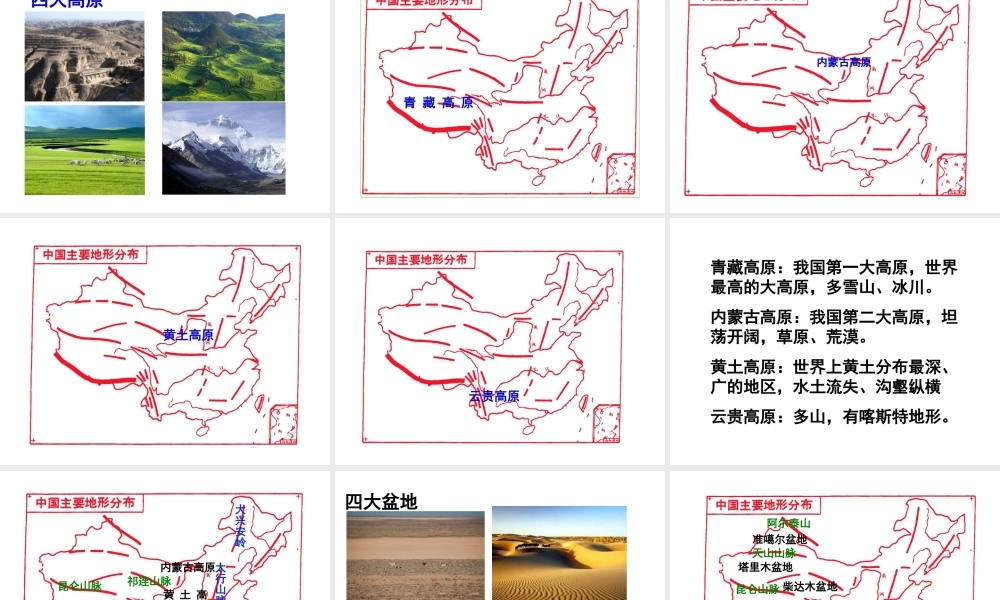 八年级地理上册 第二章 中国的自然环境 第一节 地形和地势（第1课时 地形类型多样 山区面积广大）课件 （新版）新人教版-（新版）新人教版初中八年级上册地理课件