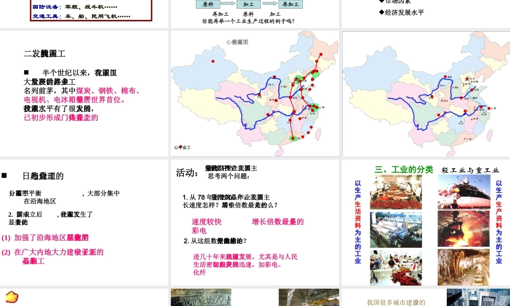 八年级地理上册 第四章 第三节 工业教学课件 （新版）新人教版-（新版）新人教版初中八年级上册地理课件
