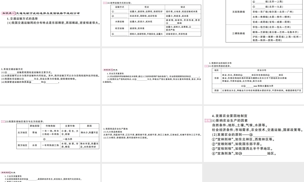 八年级地理上册 期末复习 第四章 中国的经济发展习题课件 （新版）新人教版-（新版）新人教版初中八年级上册地理课件