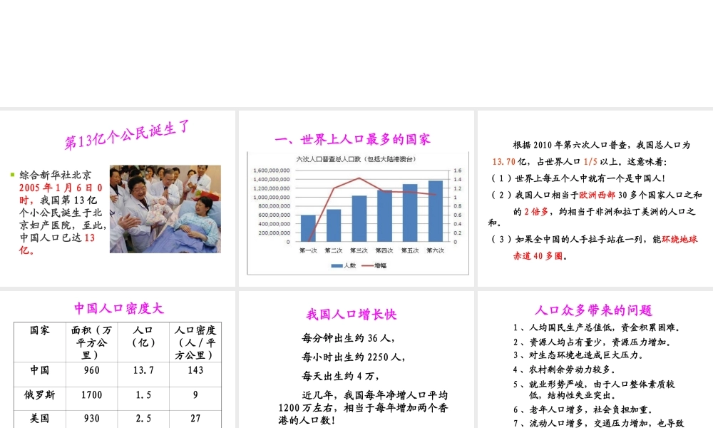 八年级地理上册 第一章 第二节《人口》课件2 （新版）新人教版-（新版）新人教版初中八年级上册地理课件