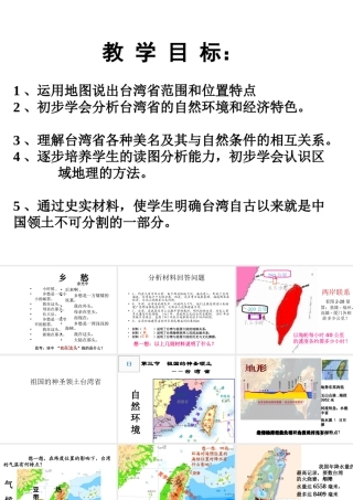 八年级地理下册 6.3 祖国的神圣领土台湾省课件 新人教版
