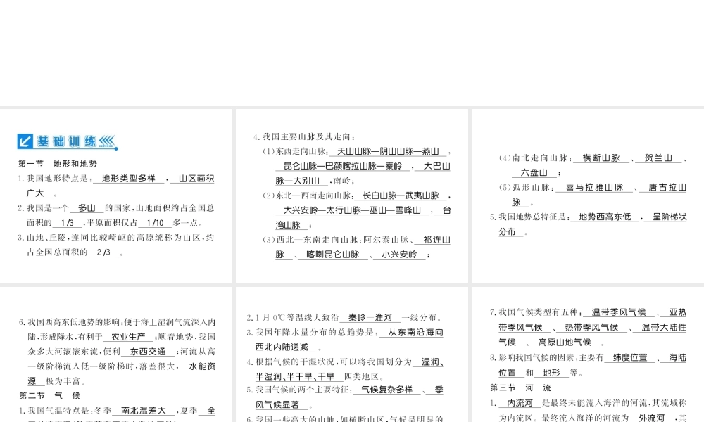 八年级地理上册 第二章 中国的自然环境专题复习习题课件 （新版）新人教版-（新版）新人教版初中八年级上册地理课件