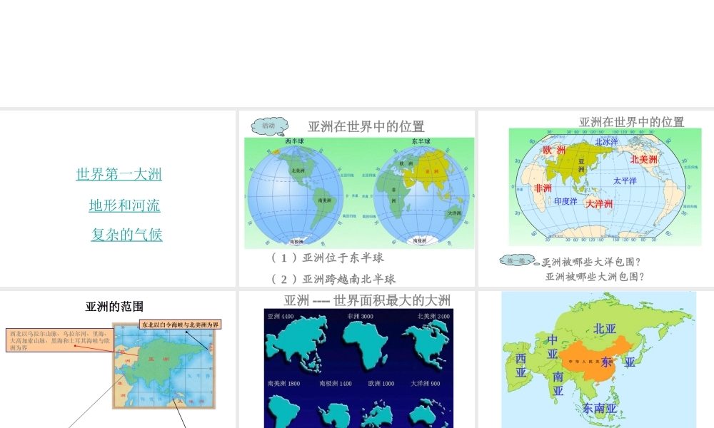 八年级地理下册 5.1《亚洲的自然环境》课件3 中图版-中图版初中八年级下册地理课件