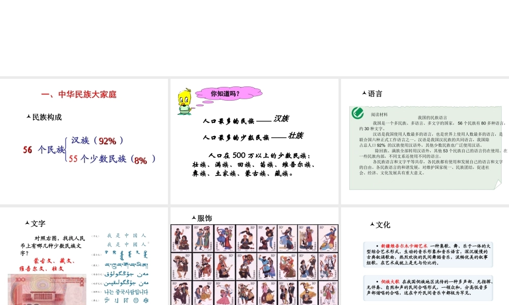 八年级地理上册 第一章 第三节 民族课件（2）（新版）新人教版-（新版）新人教版初中八年级上册地理课件