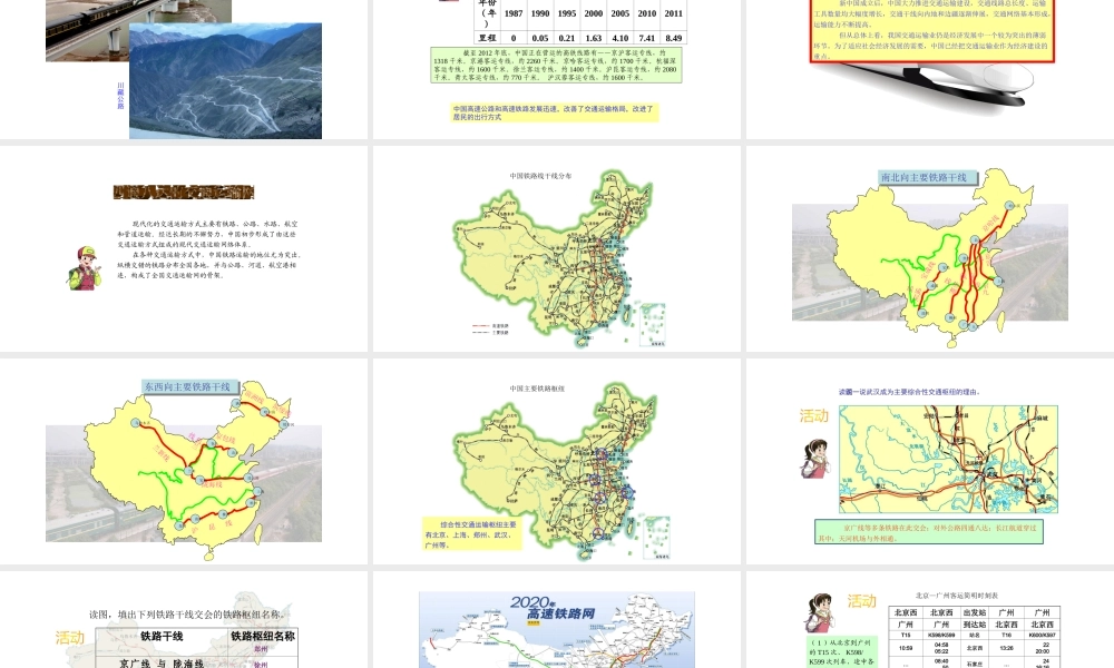八年级地理上册 第四章 第三节 交通运输业（第1课时 交通运输业及铁路干线）课件 （新版）湘教版-（新版）湘教版初中八年级上册地理课件