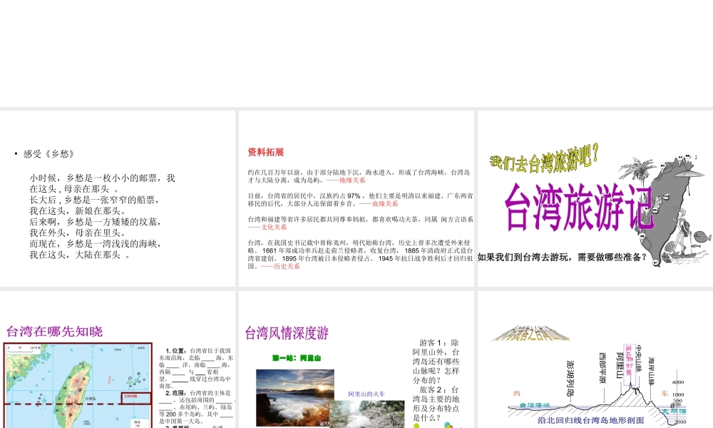 八年级地理下册 7.4 祖国的神圣领土-台湾省课件 （新版）新人教版-（新版）新人教版初中八年级下册地理课件