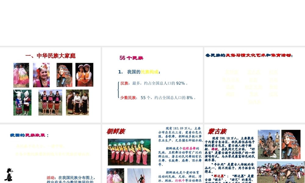 八年级地理上册 第一章 第三节《民族》课件1 （新版）新人教版-（新版）新人教版初中八年级上册地理课件