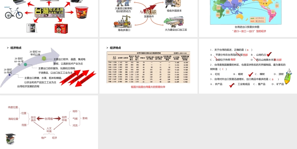八年级地理下册 7.4 祖国的神圣领土——台湾省课件 （新版）新人教版-（新版）新人教版初中八年级下册地理课件