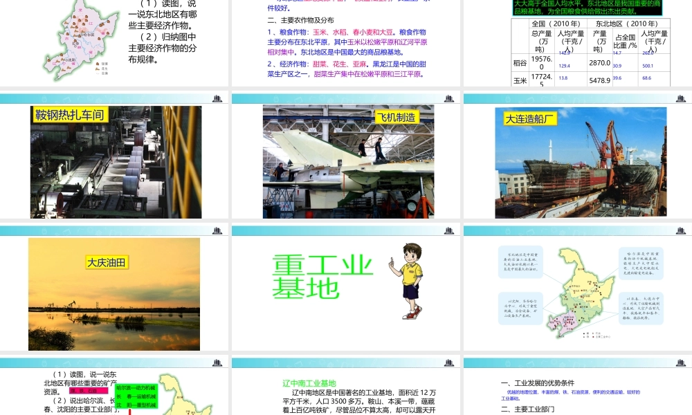 八年级地理下册 6.3东北地区的产业分布课件 （新版）湘教版-（新版）湘教版初中八年级下册地理课件