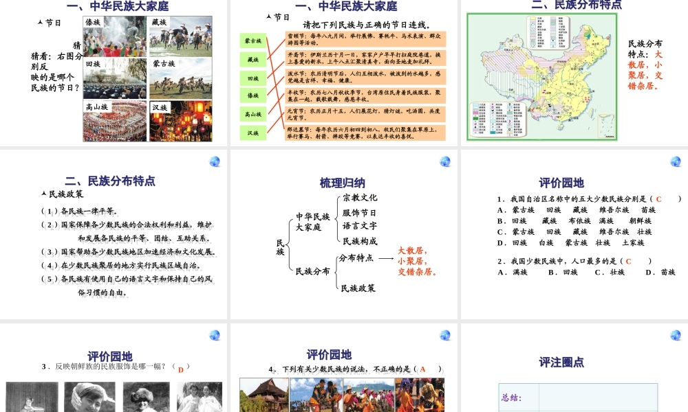 八年级地理上册 第一章 第三节《民族》课件3 （新版）新人教版-（新版）新人教版初中八年级上册地理课件