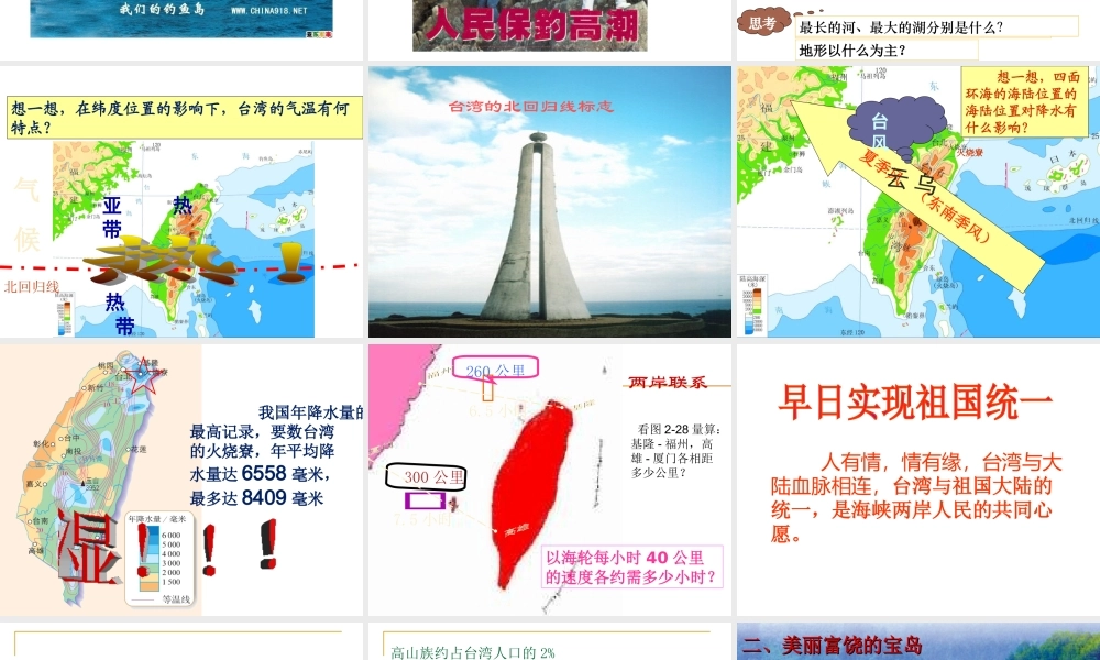 八年级地理下册 7.4 祖国的神圣领土—台湾省课件 （新版）新人教版