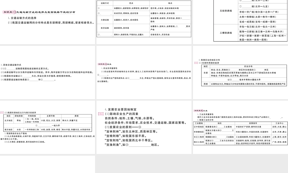 八年级地理上册 期末知识梳理 第四章 中国的经济发展课件 （新版）新人教版-（新版）新人教版初中八年级上册地理课件