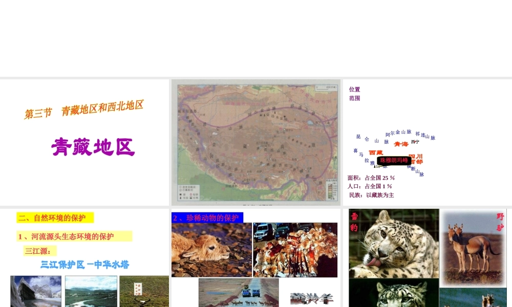 八年级地理上册 第四章 第三节 青藏地区和西北地区课件 湘教版