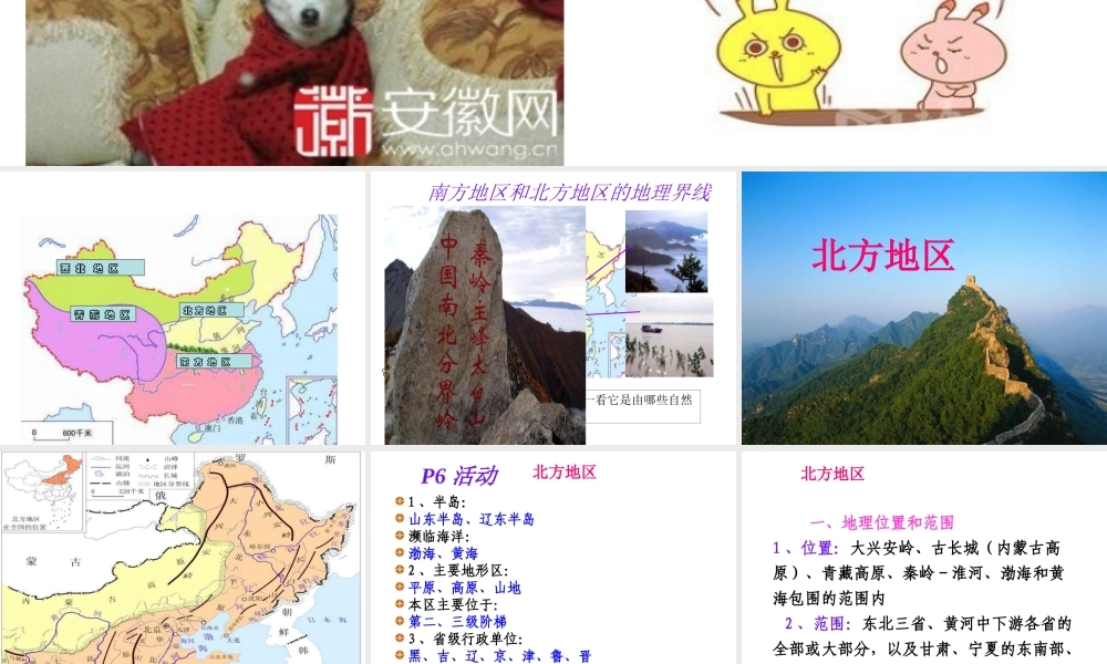 八年级地理下册 5.2 北方地区和南方地区课件 新人教版