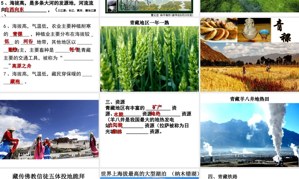 八年级地理下册 6.4 青藏地区课件 （新版）粤教版-（新版）粤教版初中八年级下册地理课件