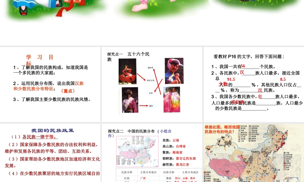 八年级地理上册 第一章 第四节 中国的民族课件 （新版）湘教版