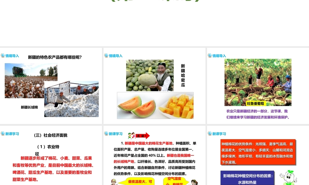 八年级地理下册 8.3 新疆维吾尔自治区的地理概况与区域开发（第2课时）课件 （新版）湘教版