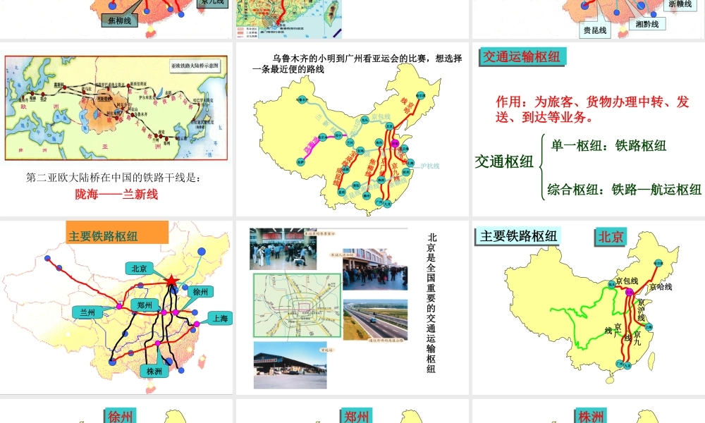 八年级地理上册 第四章 第一节 交通运输（第2课时）我国铁路干线的分布课件 （新版）新人教版-（新版）新人教版初中八年级上册地理课件