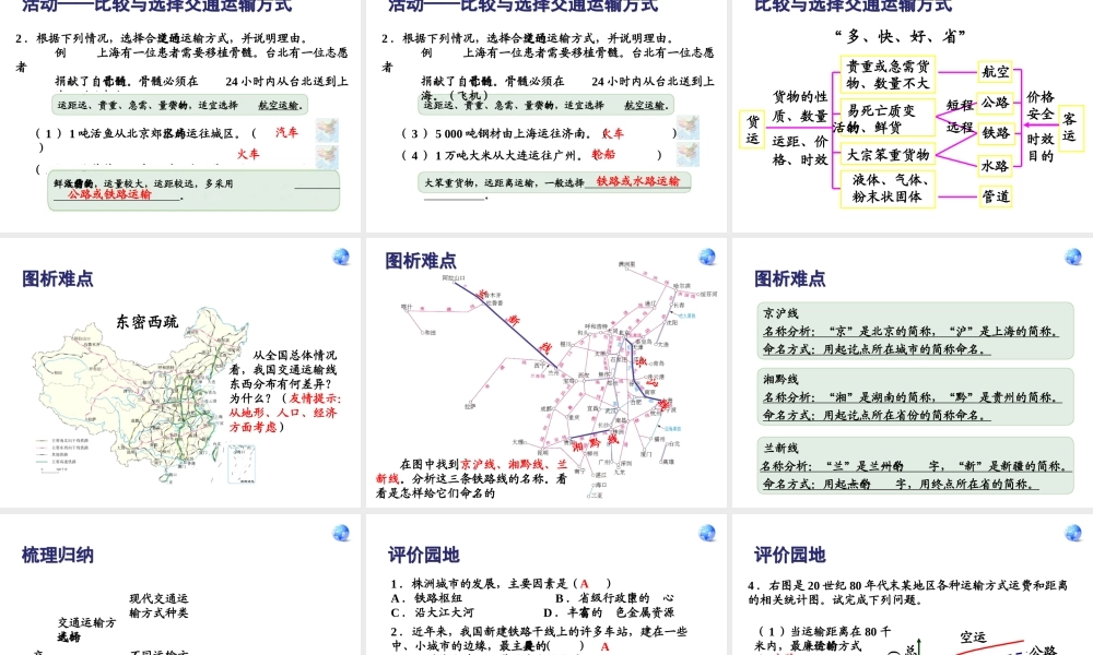 八年级地理上册 第四章 第一节 交通运输教学课件 （新版）新人教版-（新版）新人教版初中八年级上册地理课件