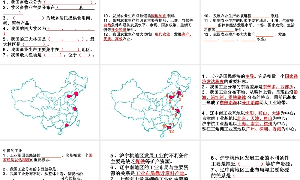 八年级地理上册 中国的经济与文化复习课件 商务星球版
