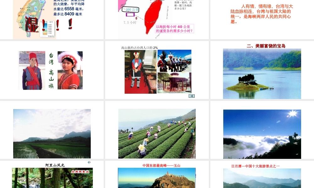 八年级地理下册 7.4祖国的神圣领土——台湾省课件2（新版）新人教版-（新版）新人教版初中八年级下册地理课件