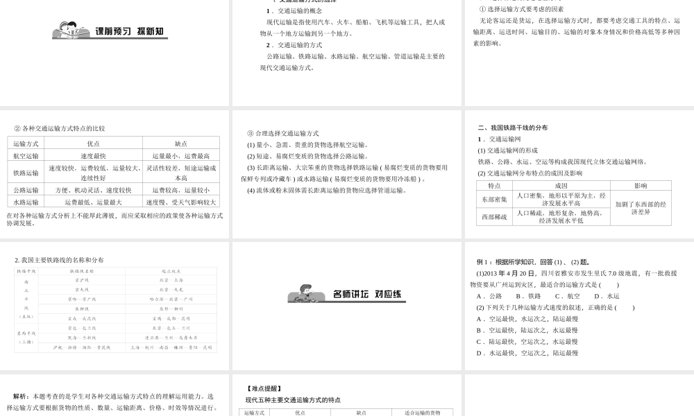 八年级地理上册 第四章 第一节 交通运输习题课件 （新版）新人教版-（新版）新人教版初中八年级上册地理课件