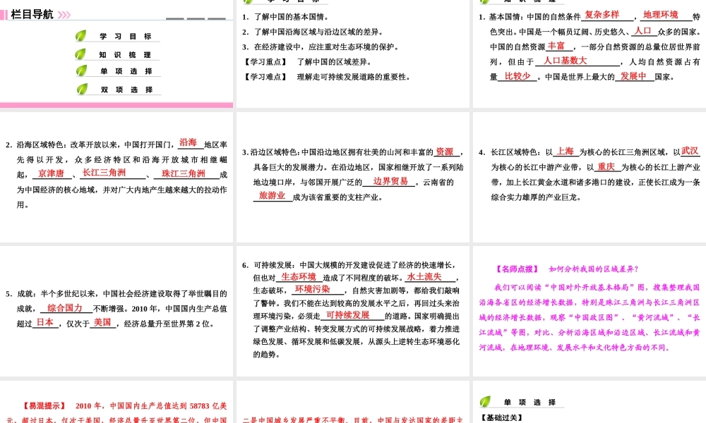 八年级地理下册 第九章 建设永续发展的美丽中国复习课件 （新版）湘教版-（新版）湘教版初中八年级下册地理课件