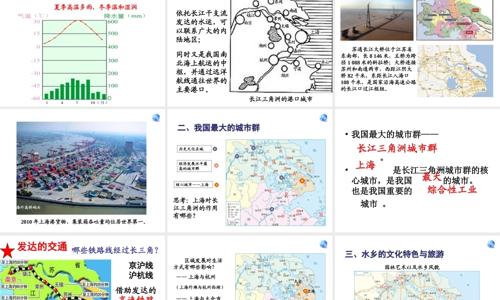 八年级地理下册 8.7.2“鱼米之乡”─长江三角洲地区课件 （新版）新人教版