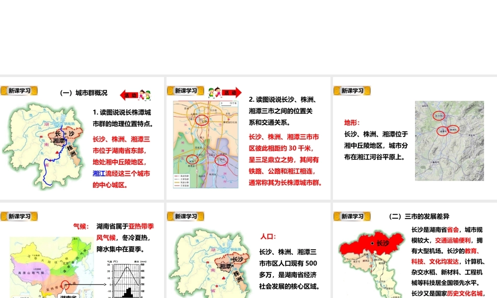 八年级地理下册 7.5 长株潭城市群内部的差异与联系课件 （新版）湘教版