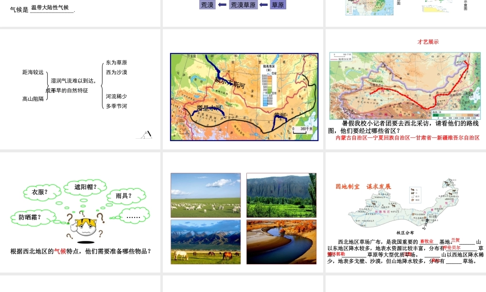八年级地理下册 5.3 西北地区复习课件 （新版）湘教版-（新版）湘教版初中八年级下册地理课件