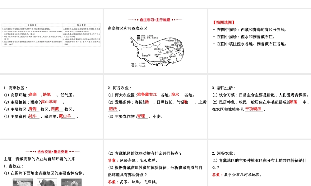 八年级地理下册 9.1自然特征与农业（高寒牧区和河谷农业区）习题课件 （新版）新人教版-（新版）新人教版初中八年级下册地理课件