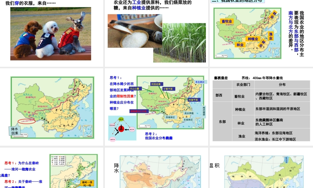 八年级地理上册 第四章 中国的经济发展 第二节 农业（第1课时 农业及其重要性 我国农业的地区分布）课件 （新版）新人教版-（新版）新人教版初中八年级上册地理课件