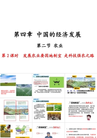 八年级地理上册 第四章 中国的经济发展 第二节 农业（第2课时 发展农业要因地制宜 走科技强农之路）