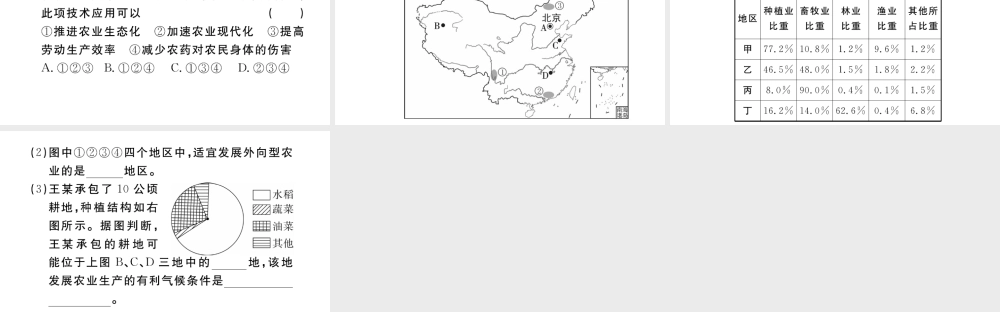 八年级地理上册 第四章 中国的经济发展 第二节 农业（第2课时 发展农业要因地制宜 走科技强农之路）作业课件 （新版）新人教版-（新版）新人教版初中八年级上册地理课件