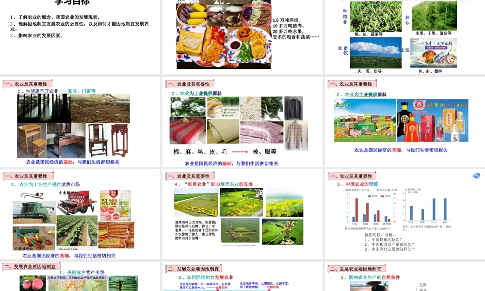 八年级地理上册 第四章 中国的经济发展 第二节农业第1课时教学课件 （新版）新人教版-（新版）新人教版初中八年级上册地理课件