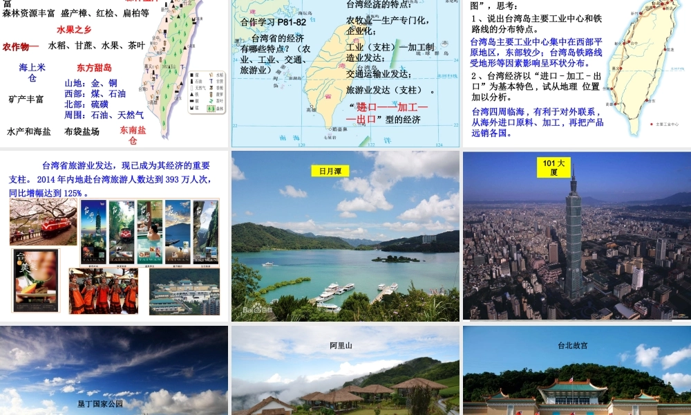 八年级地理下册 第八章 第2课《台湾省的地理环境与经济发展》课件 湘教版-湘教版初中八年级下册地理课件