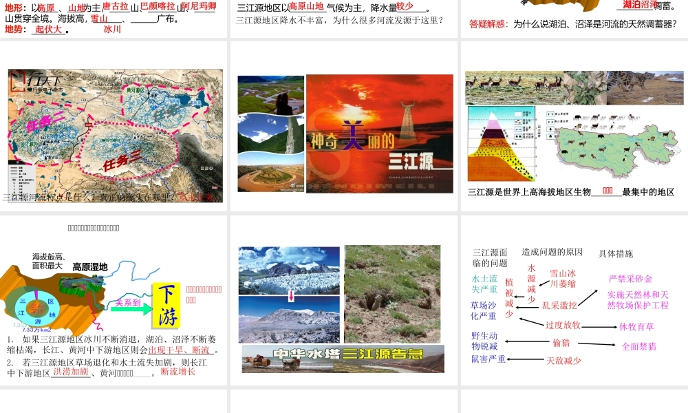 八年级地理下册 9.2 高原湿地─三江源地区课件 （新版）新人教版