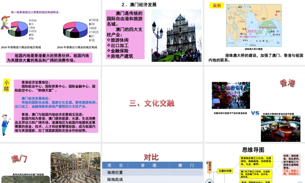 八年级地理下册 第八章 第三节 香港、澳门课件 （新版）粤教版-（新版）粤教版初中八年级下册地理课件
