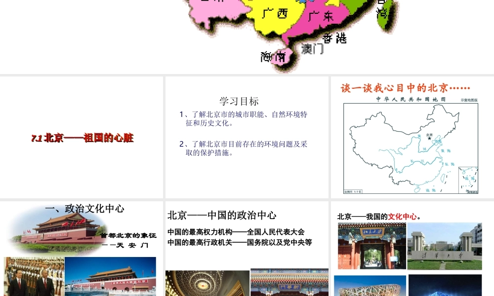 八年级地理下册 7.1 北京——祖国的心脏课件 晋教版-人教版初中八年级下册地理课件