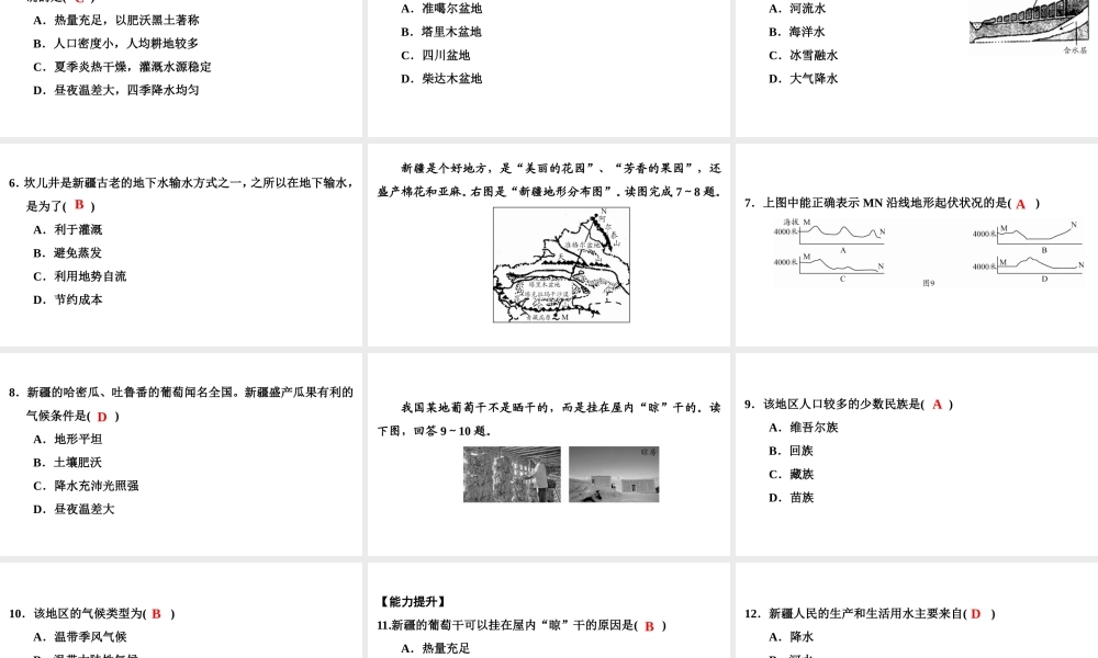 八年级地理下册 第八章 第三节 新疆维吾尔自治区的地理概况与区域开发（第1课时）复习课件 （新版）湘教版-（新版）湘教版初中八年级下册地理课件