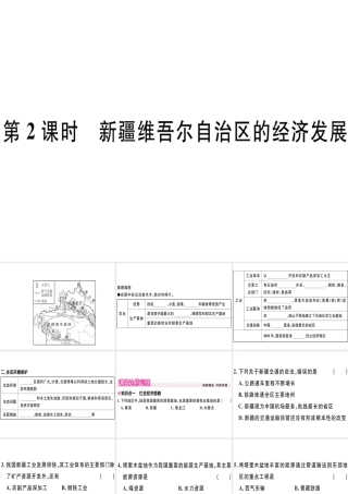 八年级地理下册 第八章 第三节 新疆维吾尔自治区的地理概况与区域开发（第2课时 新疆维吾尔自治区的经济发展）习题课件 （新版）湘教版-（新版）湘教版初中八年级下册地理课件