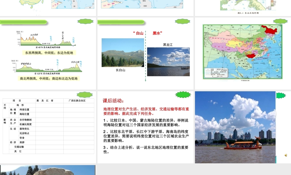 八年级地理下册 6.1 东北地区的地理位置与自然环境课件 湘教版-湘教版初中八年级下册地理课件