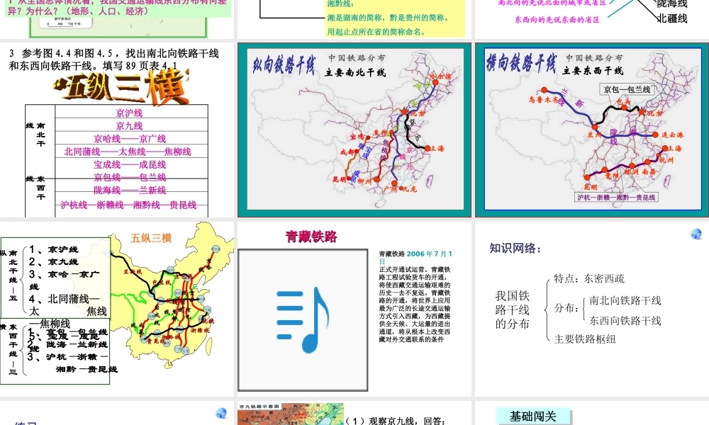 八年级地理上册 第四章 中国的主要产业 4.1.2 逐步完善的交通运输网课件 湘教版