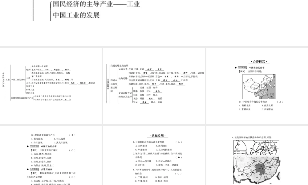八年级地理上册 第四章 中国的主要产业复习习题课件 （新版）湘教版-（新版）湘教版初中八年级上册地理课件