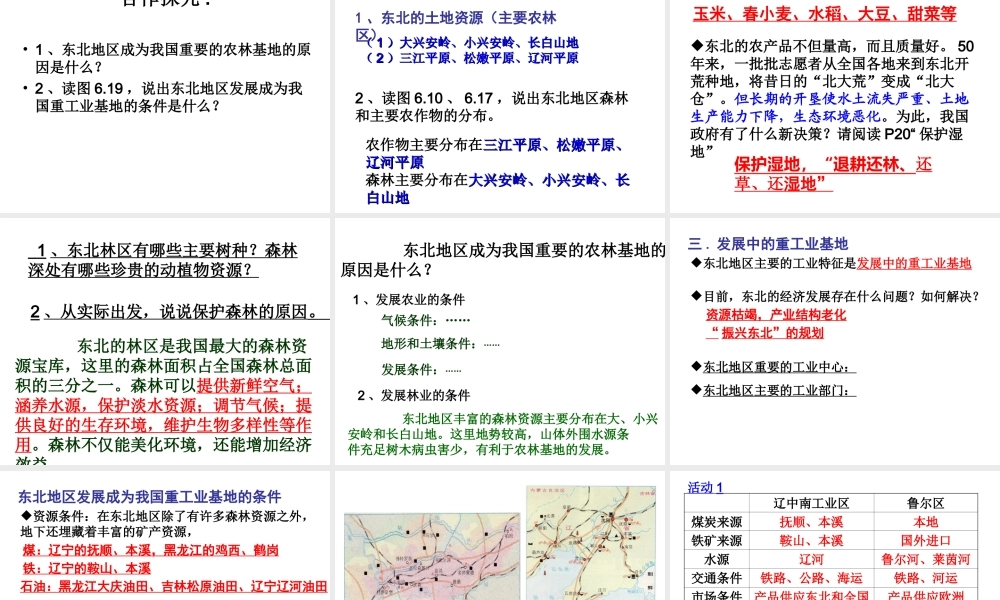 八年级地理下册 6.1 东北地区——辽阔富饶的“黑土地”教学课件 晋教版-人教版初中八年级下册地理课件