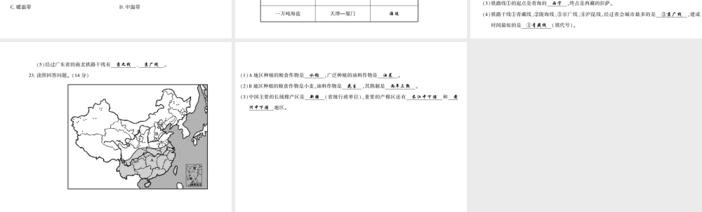 八年级地理上册 第四章 中国的主要产业综合测评卷课件 （新版）湘教版-（新版）湘教版初中八年级上册地理课件